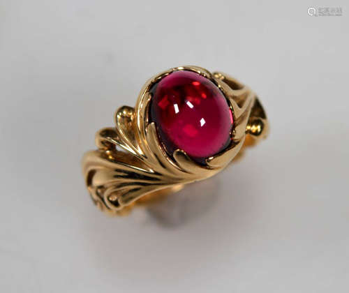 Dark Pink Tourmaline in 14K Ring; weight 9G