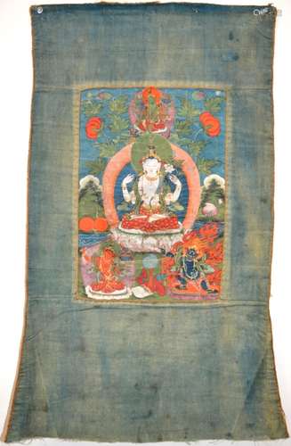 Fine 18th/19th C Tibetan Guanyin Thangka