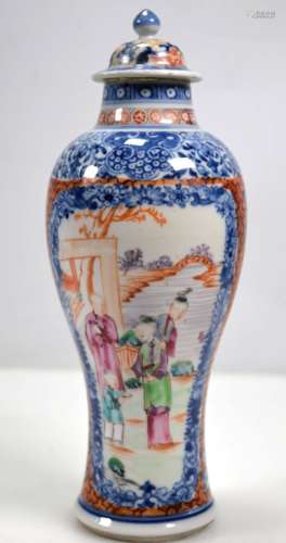 18th C Chinese Enameled Porcelain Vase & Cover