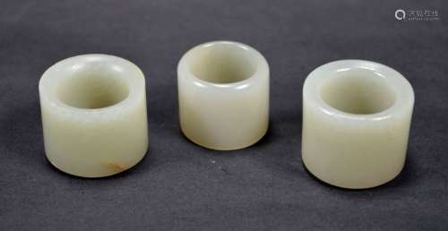 Three Chinese Qing Dynasty Jade Archer's Rings
