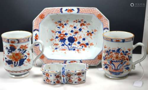 4 Chinese Kangxi Porcelains Blue, Iron Red, Gold