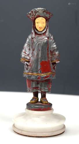 Cold-Paint Chinese Figure on Alabaster Stand