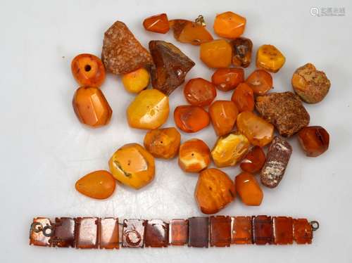 Group Amber & Butterscotch Amber Beads; 179G