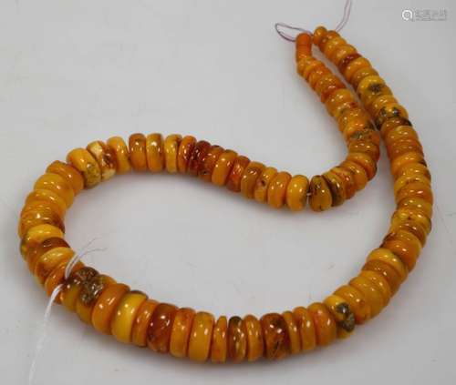 Flat Round Disk Butterscotch Amber Beads; 99G