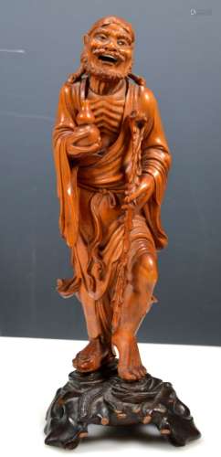 Chinese Antique Carved Boxwood Li Tieguai Figure