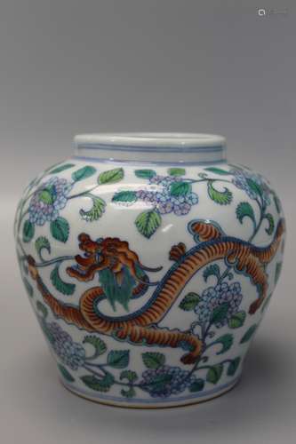 Chinese Doucai porcelain jar.