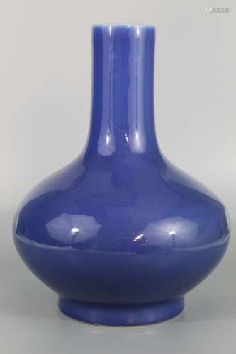 Chinese powder blue porcelain vase, Guangxu mark.