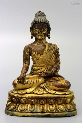 Chinese gilted bronze buddha, 19th Century.