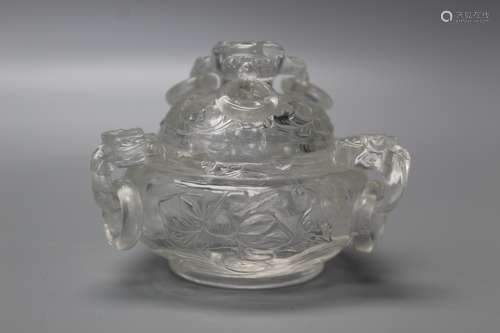 Chinese carved rock crystal incense burner.