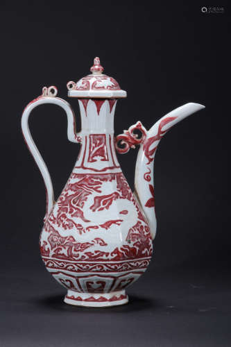 Chinese under-glaze red porcelain teapot.