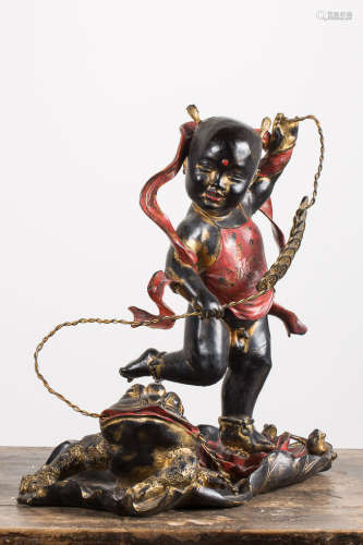 Chinese lacquered wood figure of Liuhai