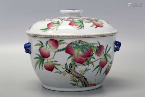 Chinese famille rose porcelain bowl with cover, Guangxu