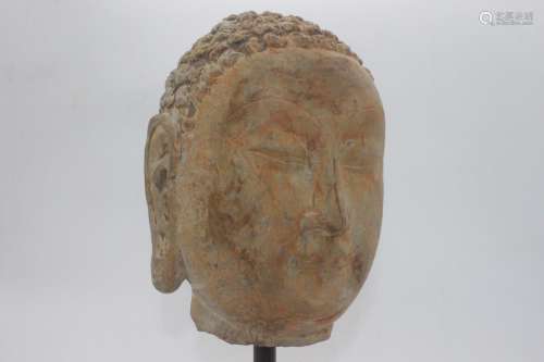 Chinese carved stone buddha head.