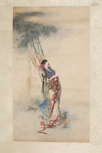 Chinese water color painting on paper, attributed to Hu
