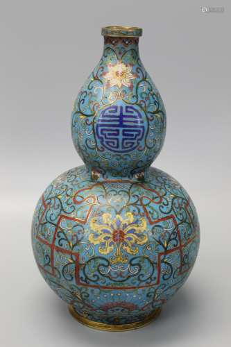 Chinese double gourd cloisonne vase