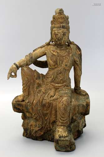 Chinese carved wood Guanyin.