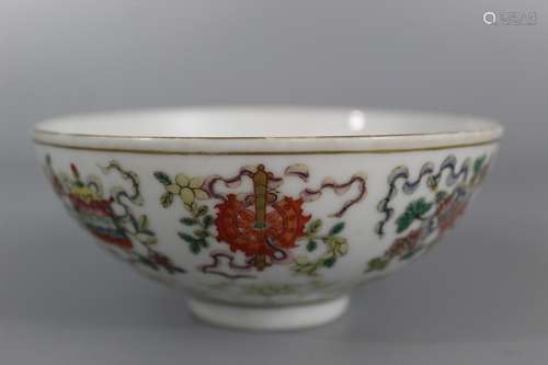 Chinese famille rose porcelain bowl, Guangxu mark.