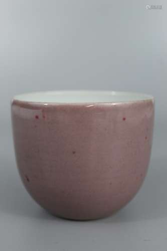 Chinese peachbloom glaze porcelain cup, Qianlong mark.