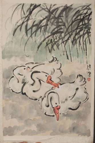 Chinese water color painting on paper, attributed to Xu