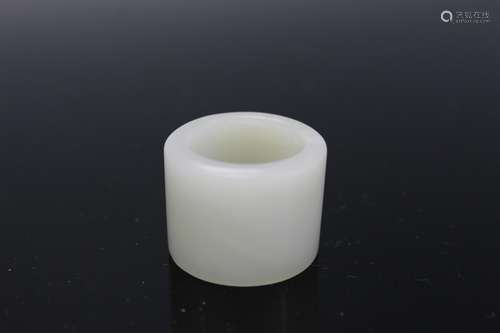 Chinese white jade thumb ring.