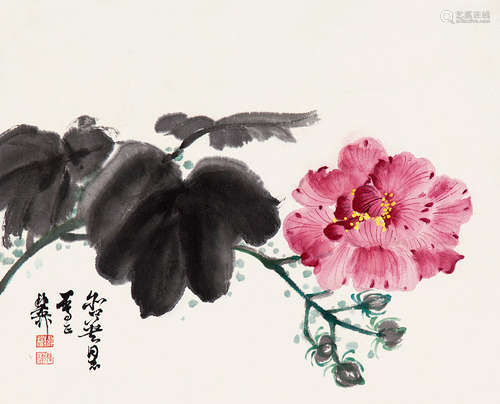 谢稚柳（1910～1997） 花卉 镜片 设色纸本