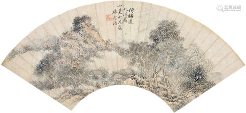 王学浩（1754～1832） 山水 扇片 设色纸本