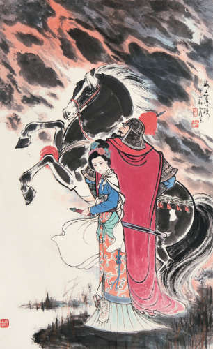 顾炳鑫（1923～2001） 霸王别姬 立轴 设色纸本