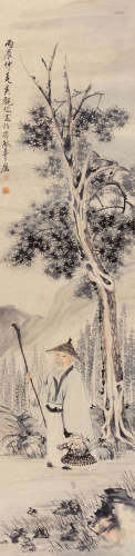吴观岱（1862～1929） 采芝图 立轴 设色纸本