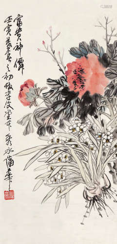 蒲华（1839～1911） 富贵神仙 镜片 设色纸本