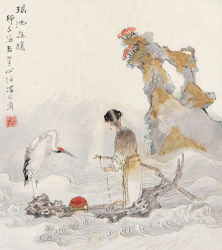 沈心海（1855～1941） 瑶池进酿 镜片 设色纸本