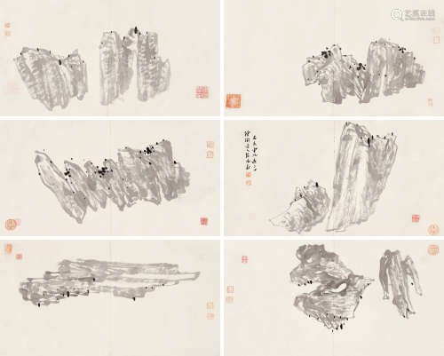 陈鸿寿（1768～1822） 怪石嵯峨 册页 （八开选六） 水墨纸本