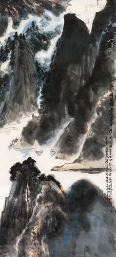 陆一飞（1931～2005） 山水 镜片 设色纸本