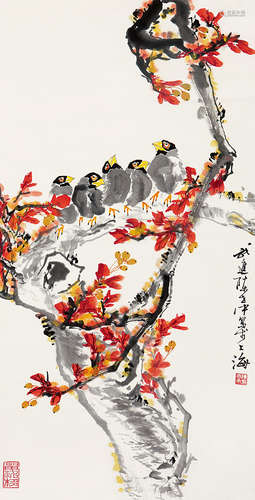 陈世中（b.1944） 花鸟 立轴 设色纸本