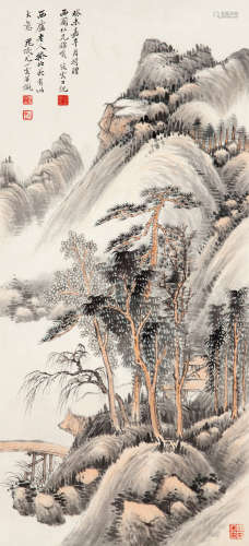 尤小云（1913～1964） 仿王时敏山水 镜片连框 设色纸本