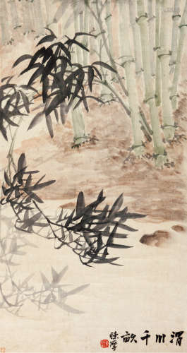 陈摩（1886～1945） 竹林 立轴 设色纸本