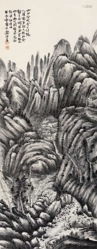 姚华（1876～1930） 山间幽寺图 立轴 水墨纸本