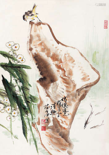 陈世中（b.1944） 花鸟 立轴 设色纸本