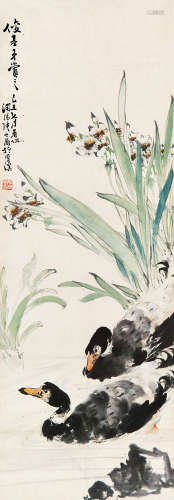 张世简（1926～2009） 春江水暖 屏条 设色纸本