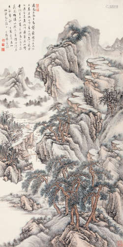 张石园（1898～1959） 松谷云径图 立轴 设色纸本