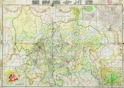 四川分县详图 镜心 纸本