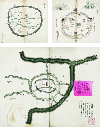 上海县舆地图 镜心 纸本