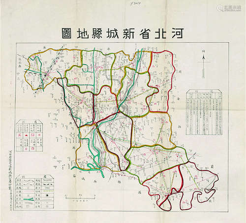 河北省新城县地图 镜心 纸本