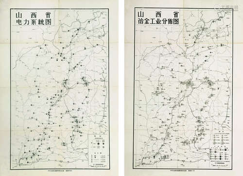 山西省机械工业分布图七种 镜心 纸本