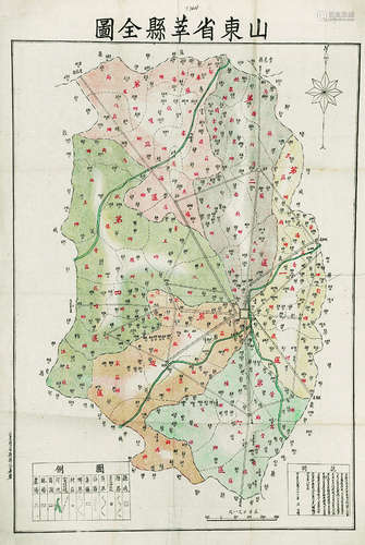山东省莘县全图 镜心 纸本