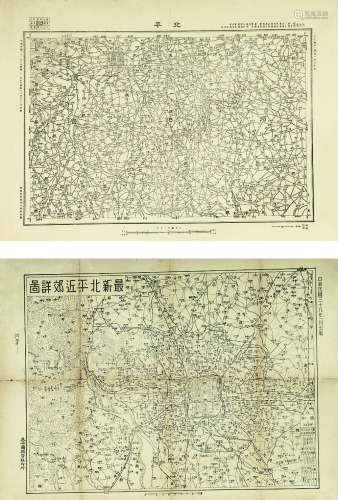 民国北京地图二种 镜心 纸本