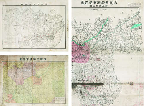 济南市地图三种 镜心 纸本