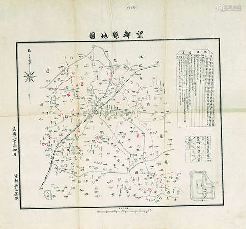 望都县地图 镜心 纸本