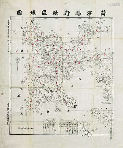 菏泽行政区域图 镜心 纸本