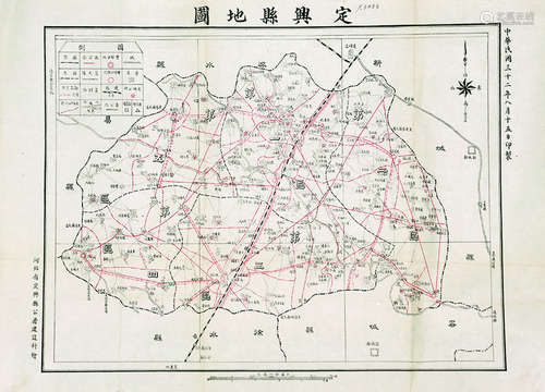 定兴县地图 镜心 纸本