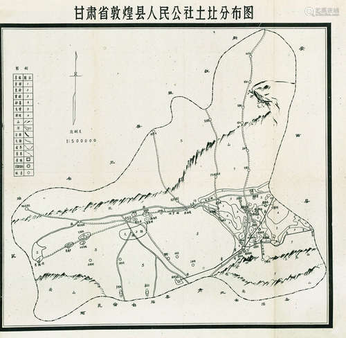 甘肃省敦煌县人民公社土地图三种 镜心 纸本